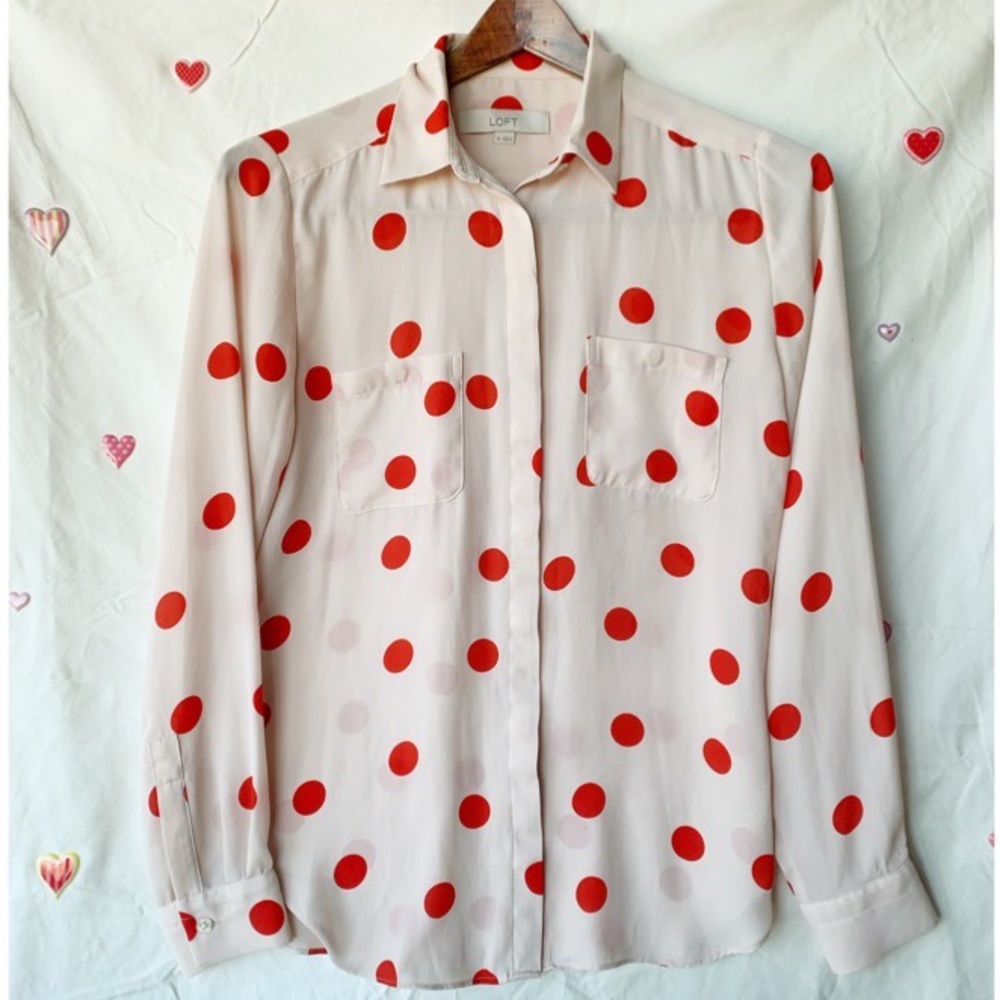 Red Polka Dot Pocket Button Down